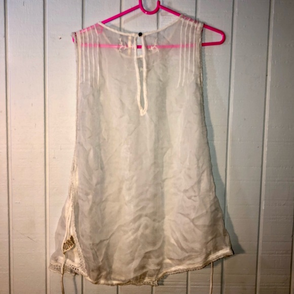 Free people white lace sheer cami blouse. Women’s size large - Picture 2 of 4